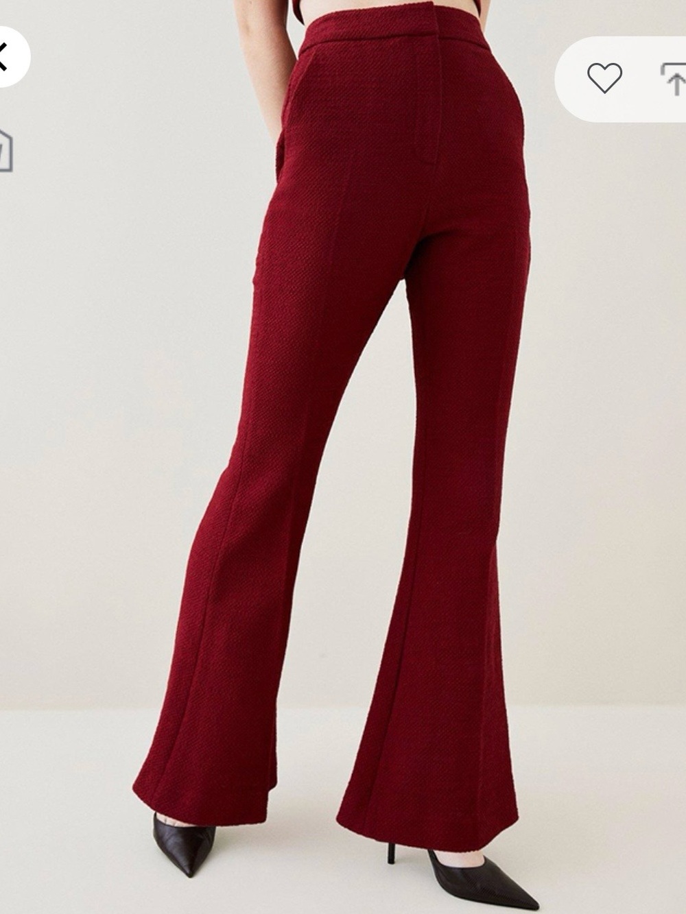 Karen Millen NEW Boucle Kickflare Trousers in Fig NWT 6